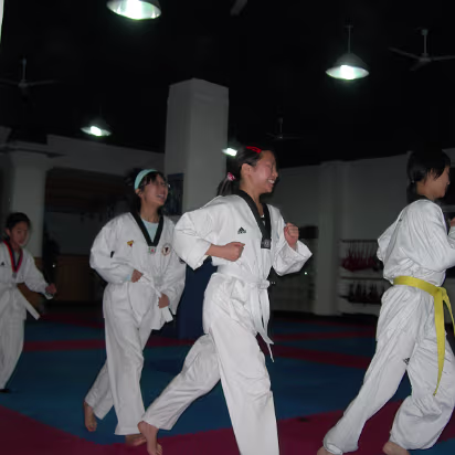 Taekwondo-007 Running, running, running. Part of the warmup.