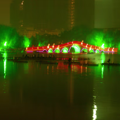National_Day_2005-009 The park bridges are lighted for the celebration.
