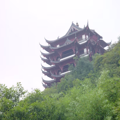 Caishi_Aug_2004-012 Getting closer. This was on a rickety cable car, like a ski lift.