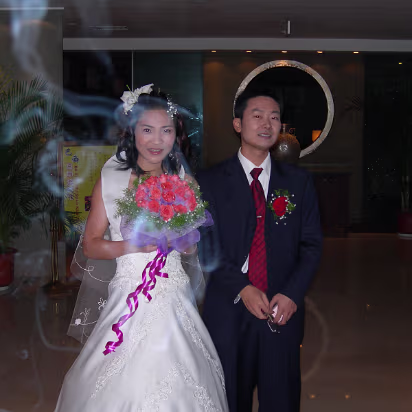 Rammy's_Wedding-001 Mr and Mrs Xu arrive to the hotel where the wedding dinner will be held.