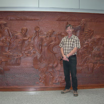 Tourism_Student_Outing-010 Me, getting ready for my TV interview on the Poetry Festival activities.