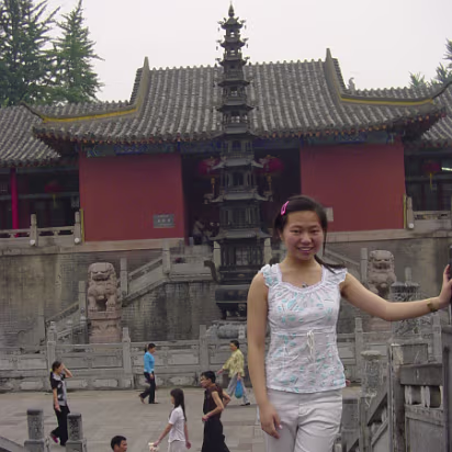 Hefei-June-2005-003 This is the day we were legally married, Hanhan is in front of a temple near the wedding office.