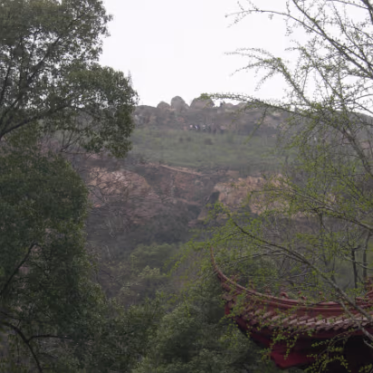 Peach-Festival-11 People hiking to the rim of the extinct volcano.