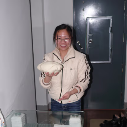 Spring-Festival-2007-014 Hanhan with the dumpling wrapper dough.