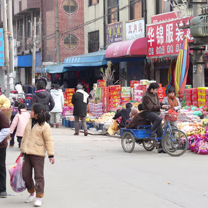 Spring-Festival-2007-018 A view down the street, everyone is getting ready for the big day and fruit is a 'must have' item.
