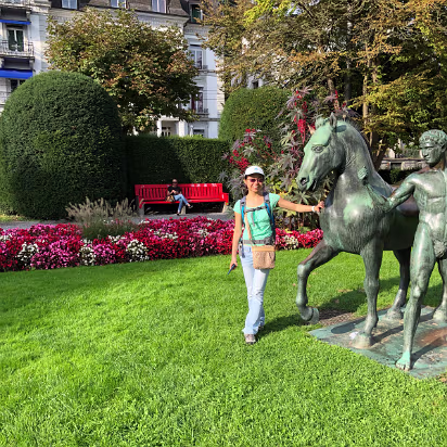 Switzerland-019 One of the many parks along the lake. Our hotel is in the background.