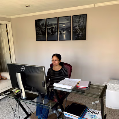 Covid-002 Hanhan moved to work from home. Nicer home office than most we think.