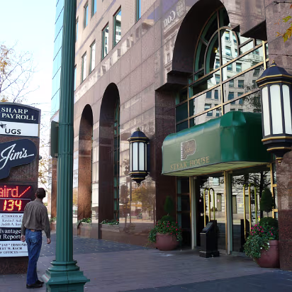Fall_Color-013 In front of Jim's Steakhouse, the best dining in town.