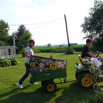 Independence_Day-005 Sharon pulling a trailer load of fireworks for the evenings celebration.