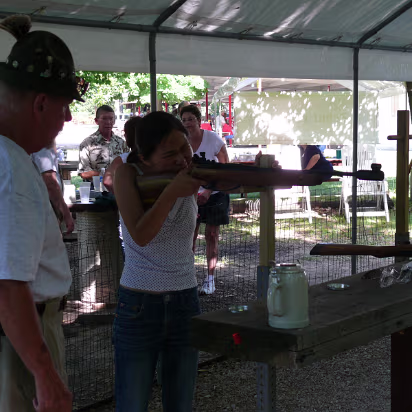 VolksFest_2007-005 Hanhan taking careful aim with the pellet rifle.