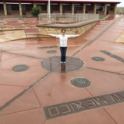 Four_Corners-001 Hanhan has been to the Geographic Center of the United States, and now the Four Corners.