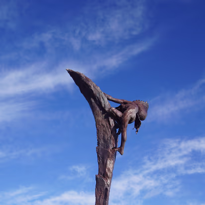 Mesa_Verde_NP-005 Sculpture of an indian mother and child going home. They climbed the cliffs many times every day.