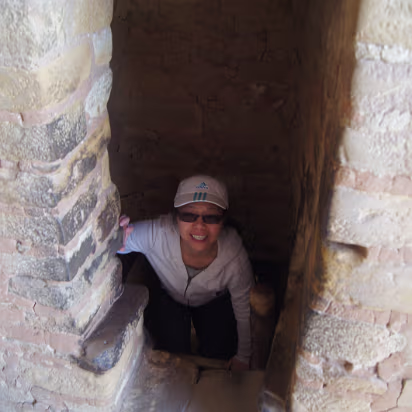 Mesa_Verde_NP-022 Climbing from room to room in the Balcony House. Note how well the bricks were formed and how they have held up over 700 years.