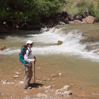 Zion_NP-009 Hanhan in the Virgin River, creater of the canyon at Zion.