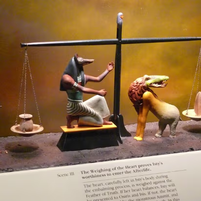 Chicago_Jul-_08-041 The weighing of a dead persons heart. If the heart is heavy the beast will eat them.