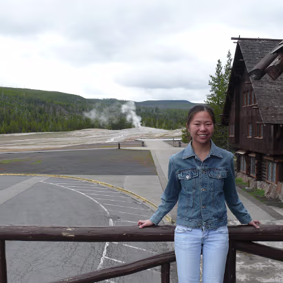 Yellowstone-046 On the porch of the lodge awaiting the eruption of Old Faithful.