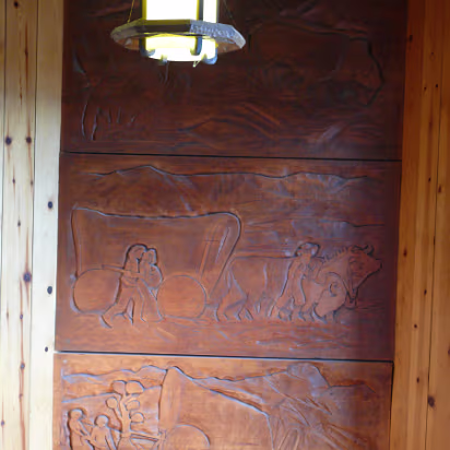 Mountain-018 Cool carvings adorn the lodge.