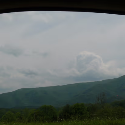 Tennessee-004 The Great Smoky Mountains from the window of the car.