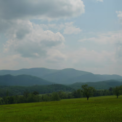 Tennessee-009 A meadow in front of the Great Smoky mountains.